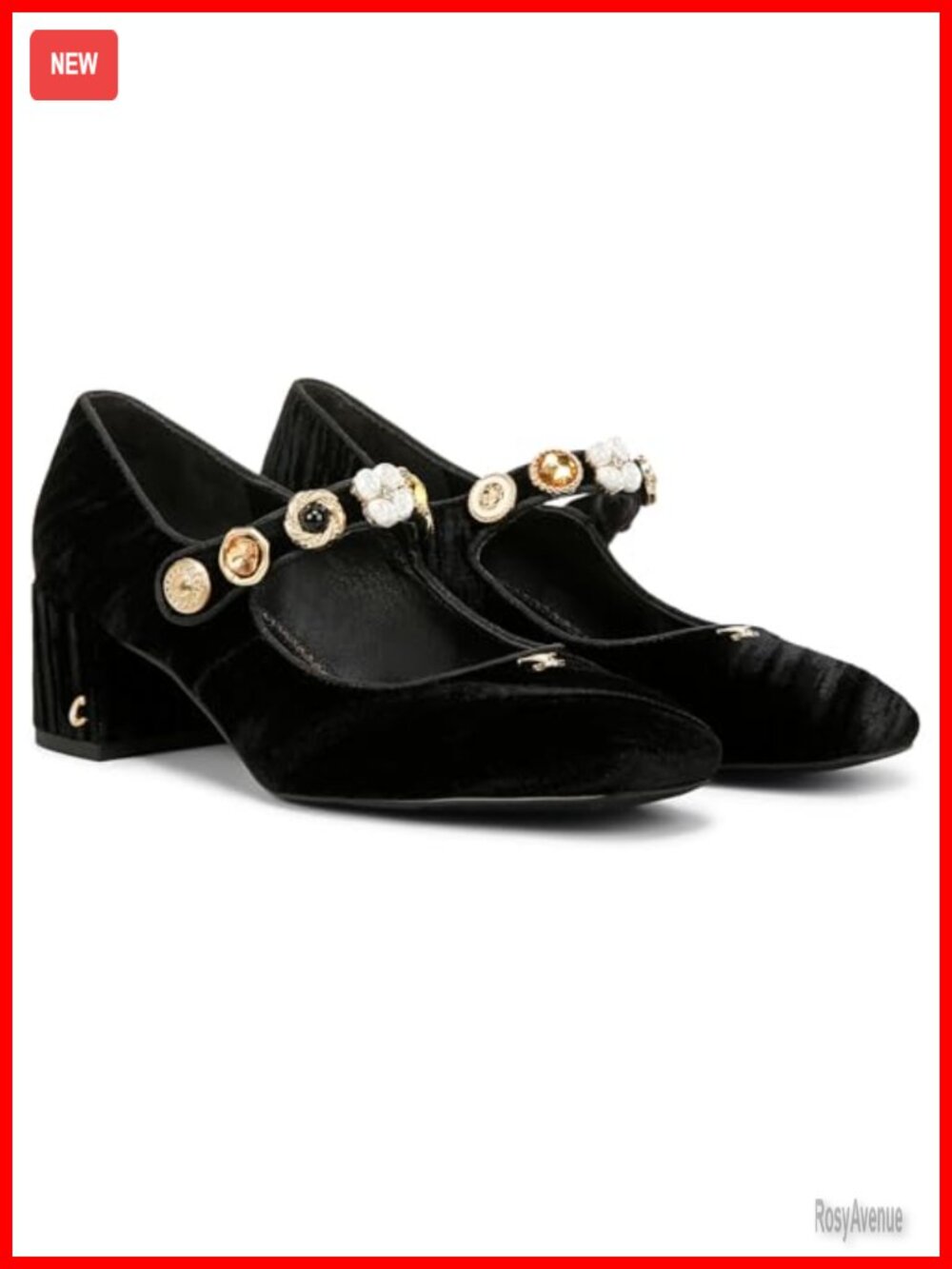 Block Heel Mary Jane Pumps Vintage - Inspired Button Detail Shoes